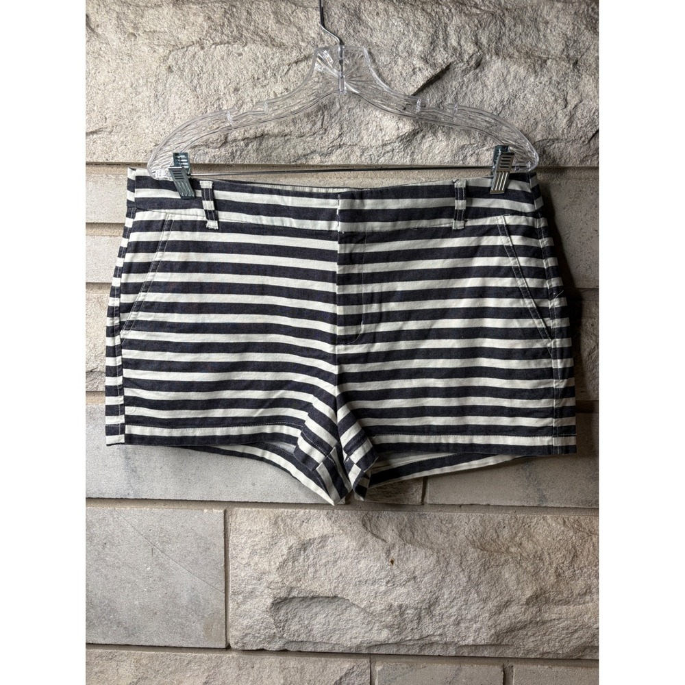 Gap Khakis The 3 Inch Short Womens 14 Navy Blue White Striped Chino Stretch